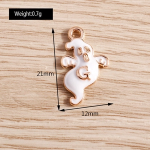 Pendentif fantôme en émail blanc et plaqué or, taille 21mm x 12mm pour bijoux DIY
