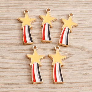 Exquisite rainbow meteor star alloy pendants with yellow enamel and golden edging