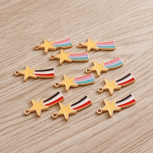 Rainbow star charms and meteor pendants in colorful alloy drip oil for DIY jewelry making