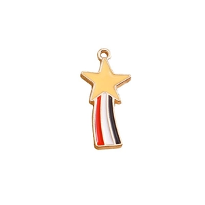 Colorful enamel rainbow shooting star pendant with gold metal edges for DIY jewelry making