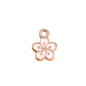 Rosa Emaille Kirschblüten Anhänger mit Goldrand für DIY Schmuckherstellung Sets