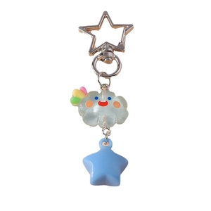 Porte-clés mignon nuage et étoile style Ins avec fermoir argenté pour décoration