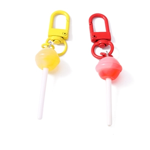 Set of two colorful simulation lollipop keychains with matching color snap hooks