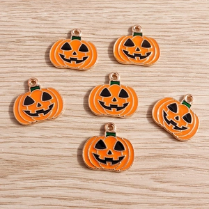 Lot de six pendentifs citrouille Halloween en émail pour la création de bijoux DIY
