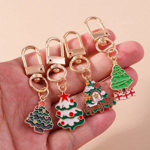 Christmas Tree Keychain Alloy Enamel Pendant Cute Holiday Gift For Bag Decor Various Styles Christmas Jewelry