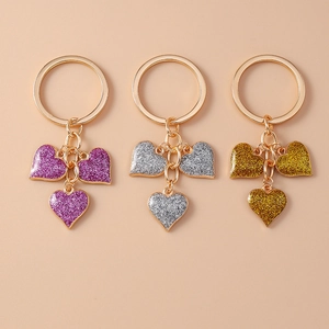 Glitter Heart Metal Keychain Romantic Alloy Drip Oil Heart Shape Key Ring Backpack Pendant Gift For Women