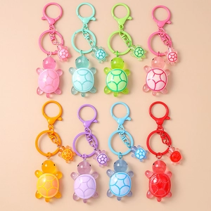 Colorful resin turtle keychain set with lobster clasp for backpacks in eight vibrant shades