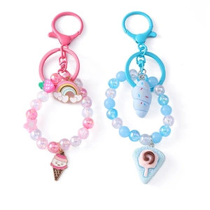 Schattige kralen sleutelhanger set met regenboog ijs en cake bedeltjes voor tas