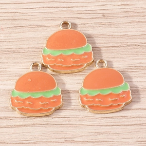 Hamburger Charms Alloy Enamel Drip Oil Simulation Food Pendant Only For DIY Jewelry Making Necklace Bracelet Accessory