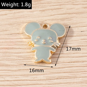 Macro view of blue enamel mouse pendant with dimensions 16mm x 17mm and 1.8g weight