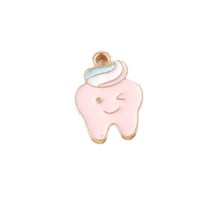 Set of 10 creative cartoon tooth alloy enamel pendants for DIY jewelry making