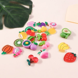 Simulation Fruit Resin Charms DIY Handcraft Accessories For Phone Case Decoration Cute Strawberry Peach Banana Flatback Resin Cabochons For Fridge Magnet