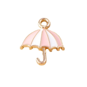 Pink and white umbrella charms made of gold alloy for creative DIY jewelry making