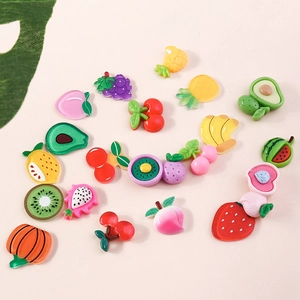 Assorted colorful resin fruit charms like strawberry and watermelon for DIY craft decoration