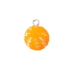 DIY orange fruit resin pendant with realistic texture and silver ring for keychains