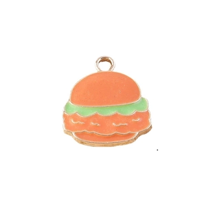 Creative alloy burger charms with colorful enamel finish for DIY jewelry making accessories