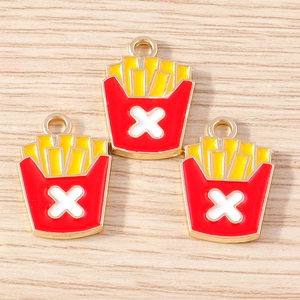 Pendentifs frites créatifs en alliage et émail pour la fabrication de bijoux DIY