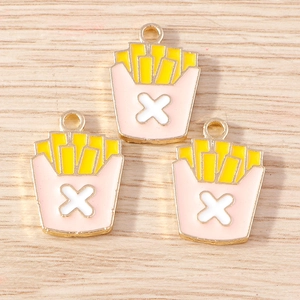 Pendentifs créatifs frites en alliage émaillé pour fabrication de bijoux et charms