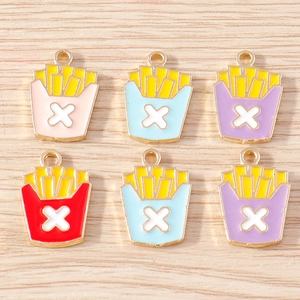 Breloques en Alliage d'Émail en Forme de Frites de Simulation de Nourriture pour la Fabrication de Bijoux DIY Accessoires de Collier et Bracelet