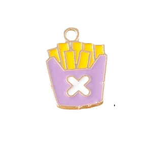 Pendentifs frites créatifs en émail pour création bijoux DIY lot de 10