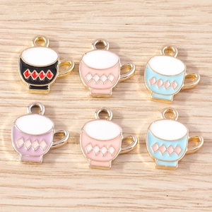 Colorful enamel teacup alloy charms in various colors for DIY jewelry making