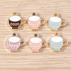 Detail of colorful cartoon teapot alloy charms for DIY jewelry making in six various patterns
