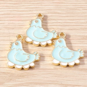 Pack of 3 creative light blue bird alloy charms with gold plating for DIY jewelry making