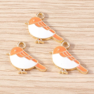 Creative cartoon bird enamel charms with gold edges for DIY jewelry making 10pcs pack