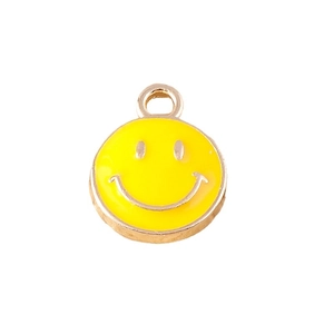 Classic yellow smiley face charms in gold-plated alloy for DIY creative jewelry making