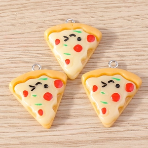 Creative cartoon pizza alloy pendants for DIY jewelry making and craft projects