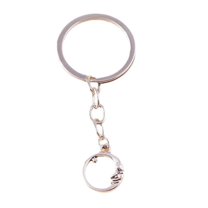 Classic silver metal keychain with moon pendant for bag decoration and phone accessory