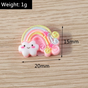 Detail of resin rainbow cloud charm with smiley face and star, 20mm x 15mm size