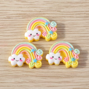 DIY colorful resin rainbow pendants with cute smiley clouds and blue stars for jewelry making