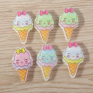 Breloques en Résine Crème Glacée Dessin Animé Lunettes de Cœur Nœud Cabochons en Résine pour la Fabrication de Bijoux Porte-clés Boucles d'Oreilles