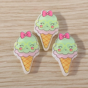 Pendentifs mignons en résine de crème glacée vert menthe avec lunettes coeur pour DIY