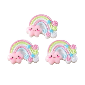 DIY colorful resin cloud rainbow pendants with sparkling glitter and blue stars