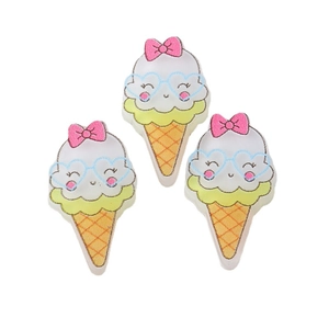 Pendentifs glace en résine avec lunettes cœur et nœuds roses, lot de 15 pièces