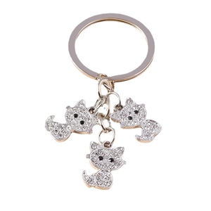 Classic cute diamond cat keychain with sparkling crystal rhinestones for bag charm