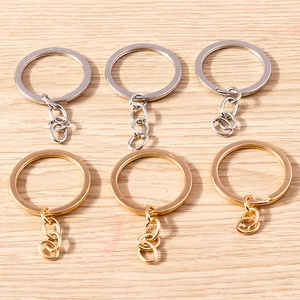 Simple Alloy DIY Keychain Accessory Metal Split Flat Key Rings With Link Chain Gold Silver Plated Jewelry Making Finding