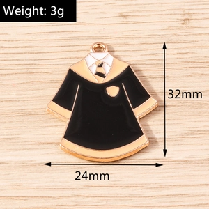 Detail view of academic robe enamel charm with precise dimensions 32mm by 24mm