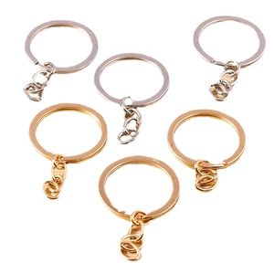 Minimalist silver and gold alloy keychains with 3-link chains for DIY accessory making