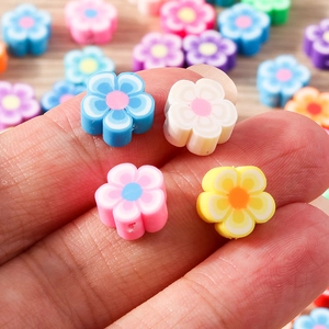 Perles fleurs marguerites en pâte polymère colorée pour fabrication bijoux et artisanat