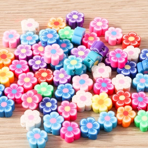 Perles de fleurs en pâte polymère colorée pour bijoux DIY aux tons macaron variés