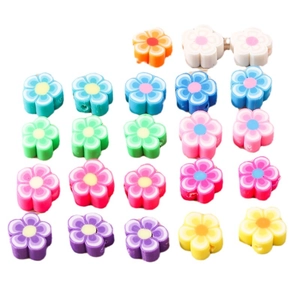 Perles fleurs marguerites colorées en pâte polymère pour bijoux DIY aux couleurs acidulées