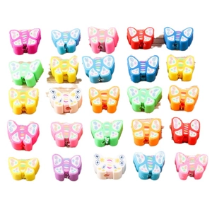 Colorful butterfly polymer clay beads with floral patterns for DIY jewelry making