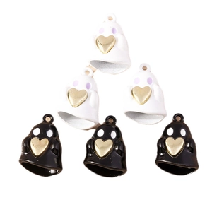 Cartoon Halloween ghost charms with gold hearts for DIY jewelry making and crafts