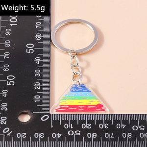 Portachiavi in acrilico a strisce arcobaleno con scala di misura per riferimento dimensioni