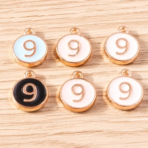 Round Enamel Alloy Number Charms Rose Gold Alphabet Pendants For DIY Necklace Bracelet Making Small Decorative Accessories