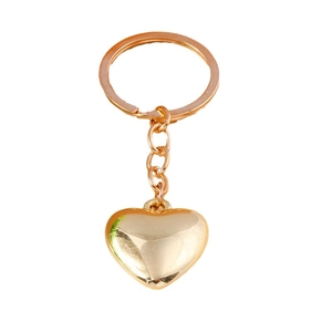 Portachiavi minimalista in metallo dorato a forma di cuore con finitura lucida a specchio