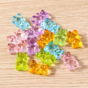 Set of colorful translucent resin gummy bear charms for DIY jewelry and accessories
